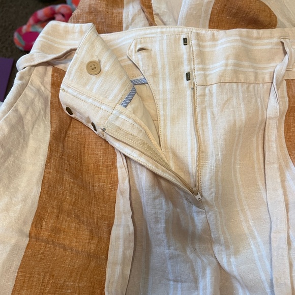 Ett:twa By Anthropologie Striped Linen Trousers With Linen Belt - Picture 11 of 16